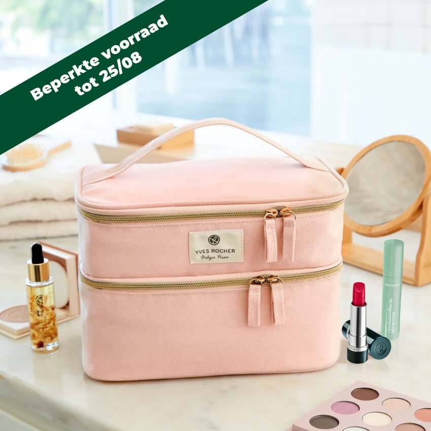 Roze toilettas met twee vakken yves rocher
